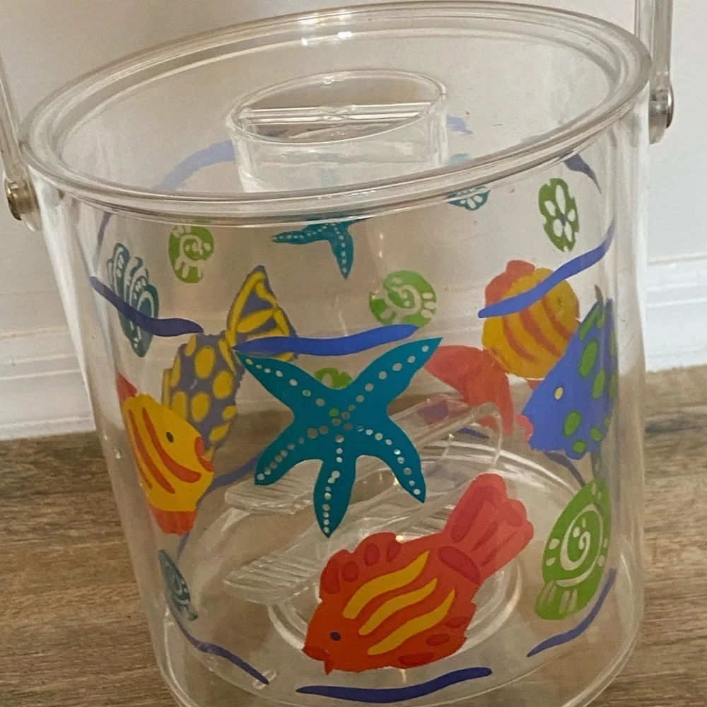 Vintage Fish Theme 80s/90s Acrylic Ice Bucket